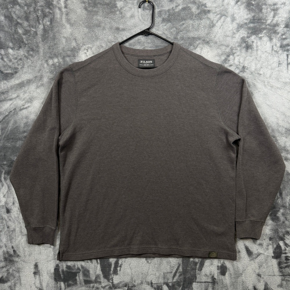 Filson Waffle Knit Thermal Shirt Mens XXL Gray Long Sleeve Crewneck Pullover